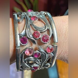 Elegant Silver Bracelet with Pink Accents